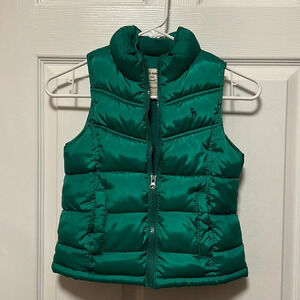 Old Navy Girls Green Puffer Vest.  Size Small